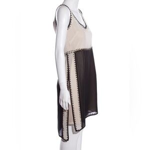 IVY + BLU CHIFFON BLACK & NUDE STUDDED DRESS